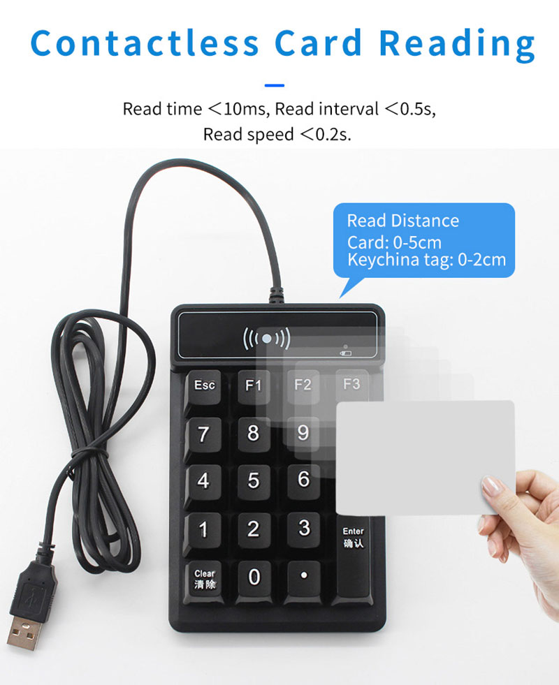 Protocol ISO 14443A Working Frequency 125Khz or 13.56mHz Chip Card Reader With Small Keyboard 3