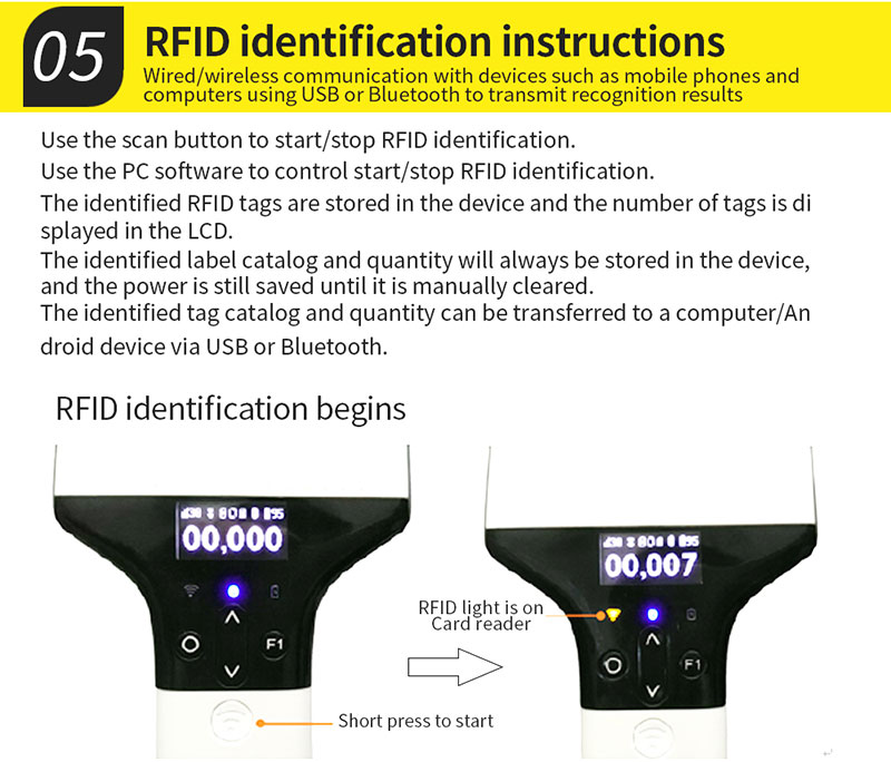 RFID Handheld UHF Reader 915M Remote Warehouse Management Inspection Machine 9