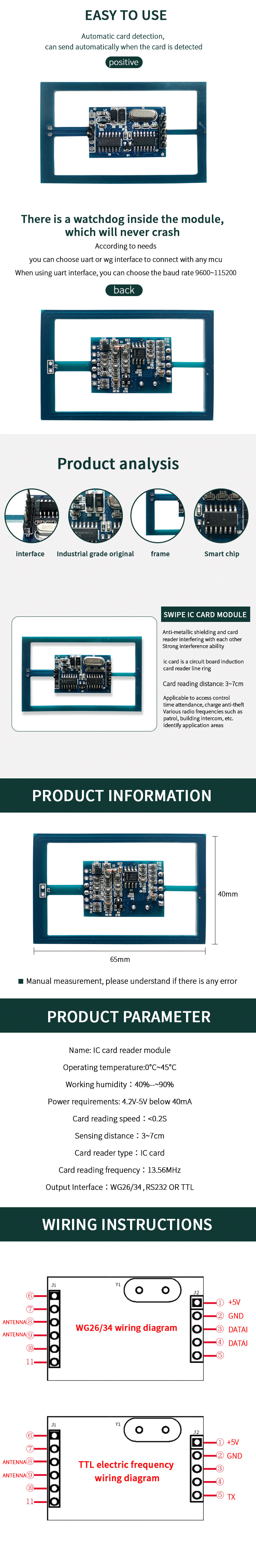 RC522 RFID 13.56MHz Antenna Module – Proximity Card Reader – For Arduino/DIY
