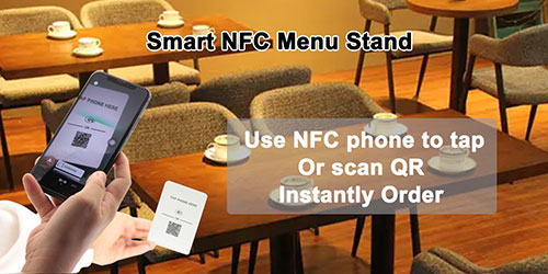 Acrylic material built-in non-contact NTAG 215 chip NFC smart menu 5