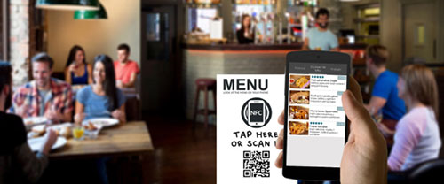 Acrylic L-shaped single-sided printed QR code NFC self-service menu with built-in contactless chip 3