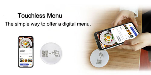 Acrylic L-shaped single-sided printed QR code NFC self-service menu with built-in contactless chip 6