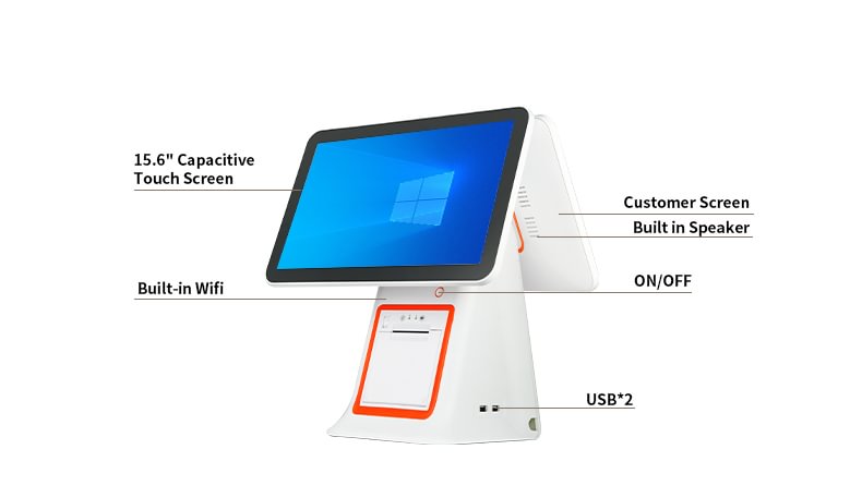 HOT New 15.6 inch windows touch screen RFID pos terminal with built-in 80mm printer