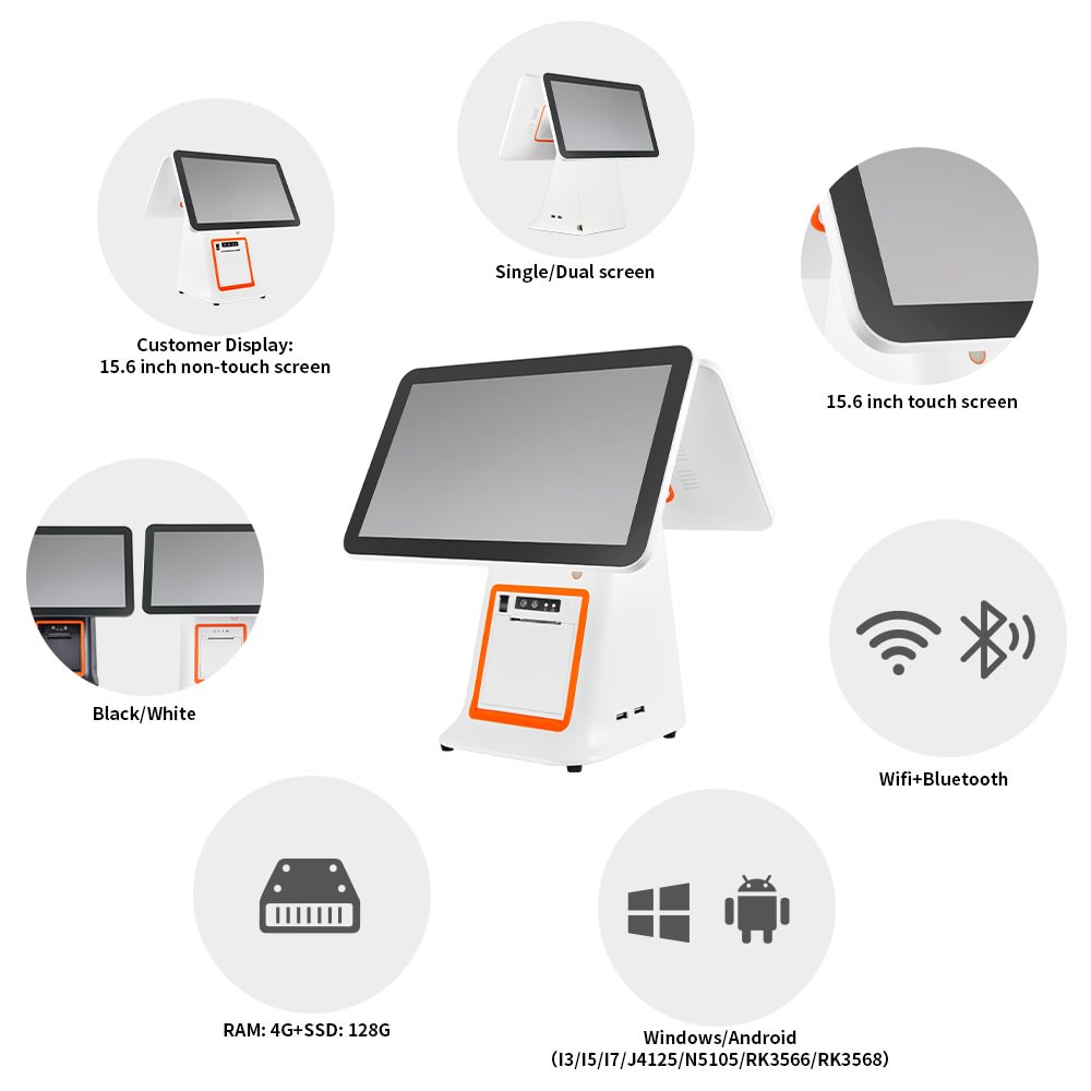 HOT New 15.6 inch windows touch screen RFID pos terminal with built-in 80mm printer 2