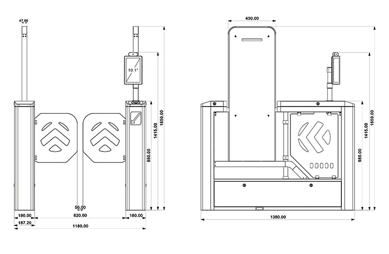 RFID UHF turnstile smart access control gate RFID library security door dual-protection access control gate RFID fast-access anti-theft door facial recognition card reader 2