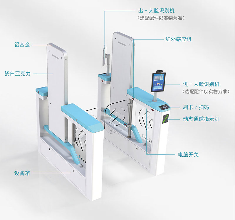 RFID UHF turnstile smart access control gate RFID library security door dual-protection access control gate RFID fast-access anti-theft door facial recognition card reader 3