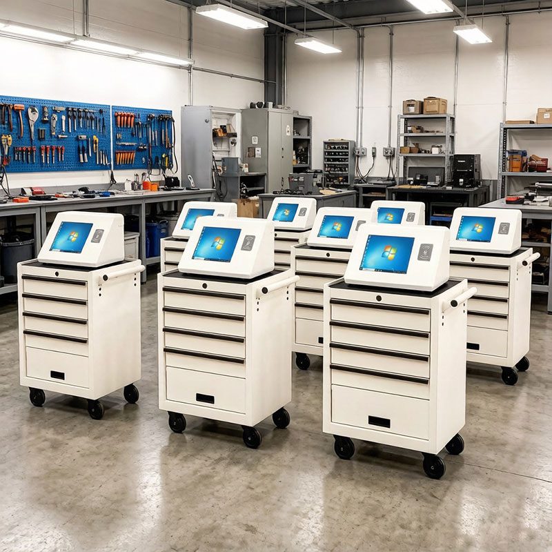 Industrial RFID Smart Tool Cart - Smart Tool Management Cart with Windows Touchscreen | Modern Shop Floor Smart Tool Solutions Industrial RFID Smart Tool Cart - Smart Tool Management Cart with Windows Touchscreen | Modern Shop Floor Smart Tool Solutions