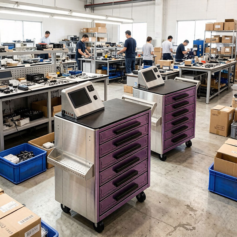 RFID Smart Tool Cart with touchscreen and 8 drawers for auto repair shops, real - time tool tracking 2